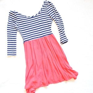 Alt. B Striped Low Back Pink Dress
